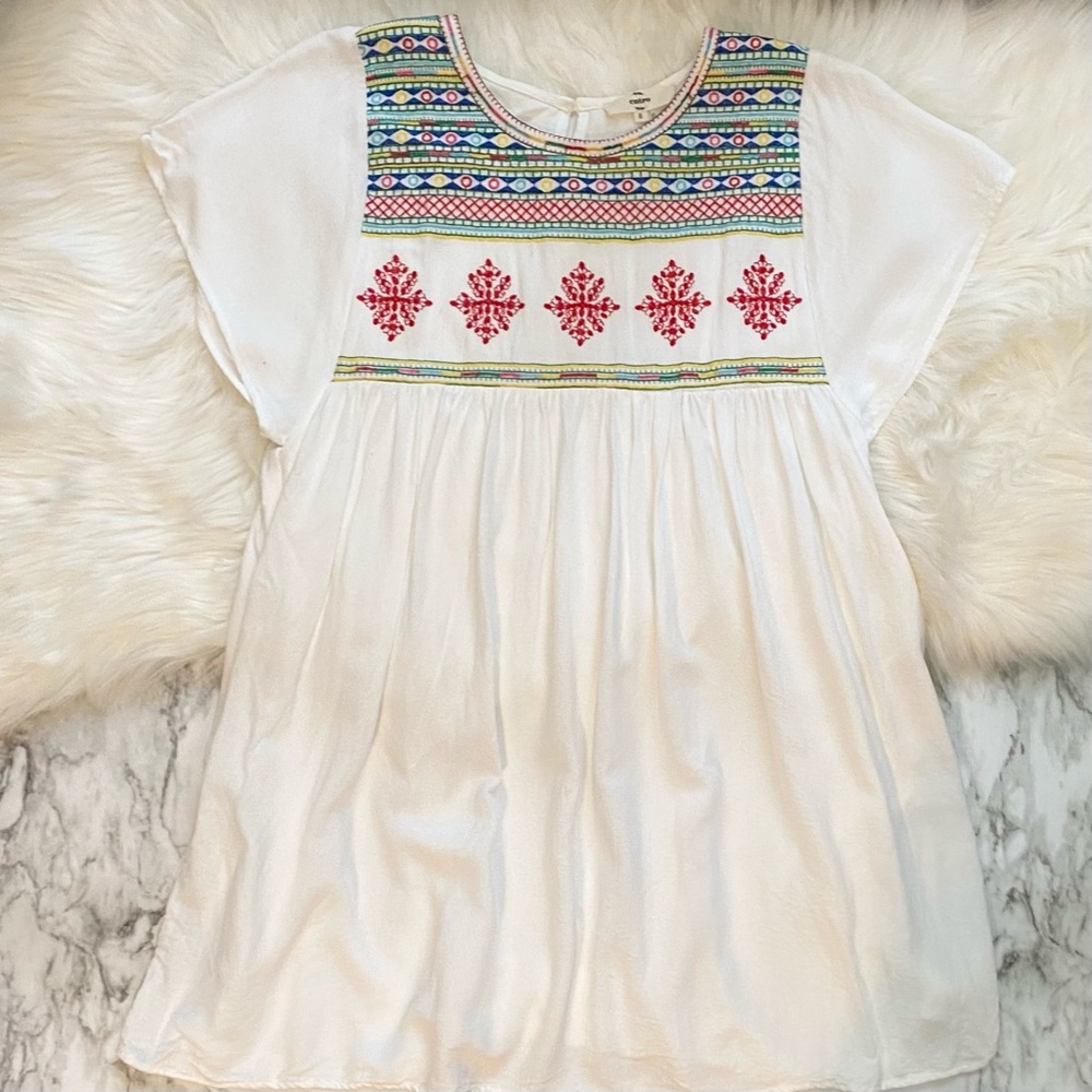 ENTRO | Anthro white embroidered western dress